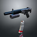 Tactical Weapon Pistol With Silencer And Detachable Silver Red Stripe Magazine