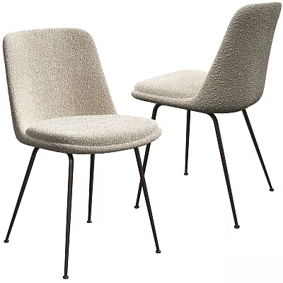 Modern Light Gray Upholstered Chairs With Slim Black Metal Legs Design 3d model