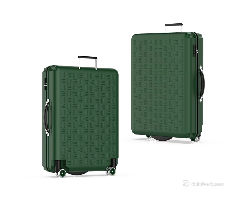 Green Hard Shell Suitcase Featuring Textured Surface Spinner Wheels And Telescopic Handle 3d model 