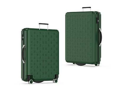 Green Hard Shell Suitcase Featuring Textured Surface Spinner Wheels And Telescopic Handle 3d model