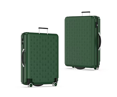 Green Hard Shell Suitcase Featuring Textured Surface Spinner Wheels And Telescopic Handle 3d model