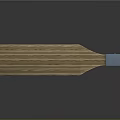 Wooden Strip With Natural Grain Pattern And Silver Metal End On Reflective Surface Background