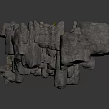 Natural Rock Cave Architecture With Embedded Greenery And Stone Platforms 3d model