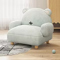 Pink Single Sofa With Bear Ears Black Cross And Wooden Legs For Cozy Living Room