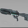 Futuristic Sci Fi Weapon With Metallic Design And Blue Glowing Accents