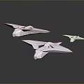 Futuristic Silver Geometric Flying Crafts With Reflective Surfaces In Dark Background