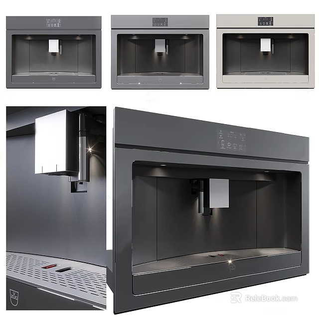 Modern Built in Black Kitchen Appliances Featuring Sleek Design And Control Panel 3d model