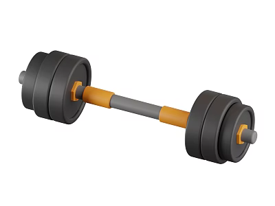 Sports Equipment Dumbbell with Black Weight Plates and Orange Gray Handle for Home Fitness Training 3d model