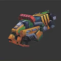 Colorful Pixelated Blocky Weapon Structure With Vibrant Multicolored Cubes Design 3d model