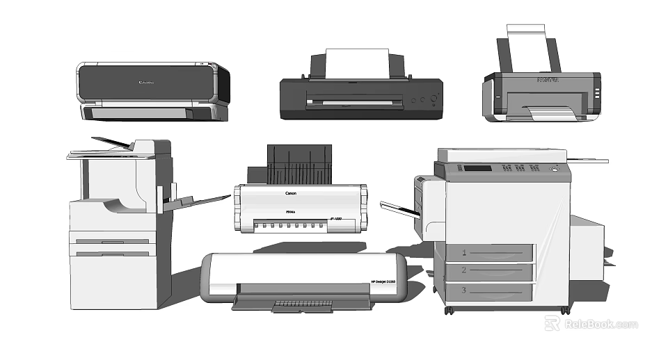 Essential Office Appliances For Modern Workplaces With Printers Copiers Scanners And Multifunction Devices 3d model 