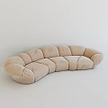 Plush Beige Fabric Curved Irregular Shaped Sofa For Modern Minimalist Living Room Interior Design
