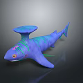 Colorful 3D Rendered Aquatic Animal With Blue Body Green Stripes Head Crown And Pink Spots
