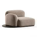Beige Upholstered Leisure Chair with Curved Armrest Backrest and Wooden Base Modern Style