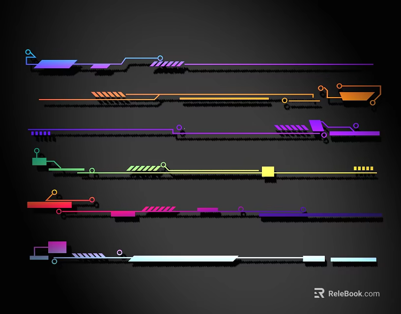 Colorful Modern Long Strip Wall Decor With Geometric Shapes And Stripes 3d model 
