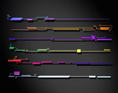 Colorful Modern Long Strip Wall Decor With Geometric Shapes And Stripes 3d model
