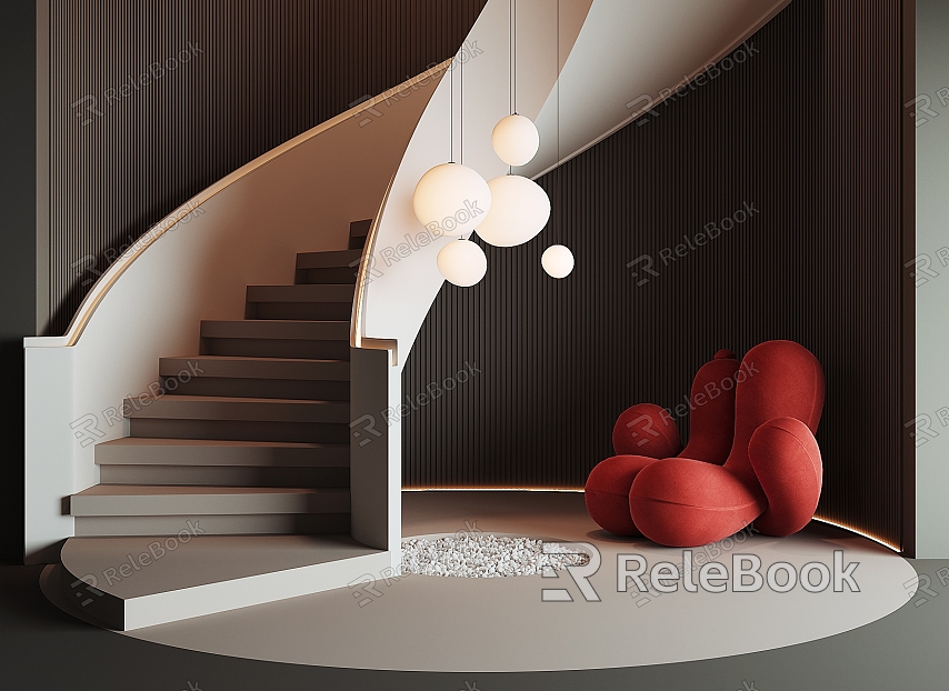 modern revolving stair handrail staircase arc staircase model