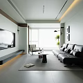 Modern Living And Dining Room Interior With TV Wall Coffee Table And Area Rug