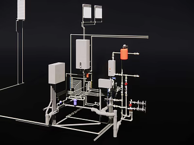 Household Electrical Appliance System Featuring Control Units Pipes And Components For Efficient Home Operation 3d model