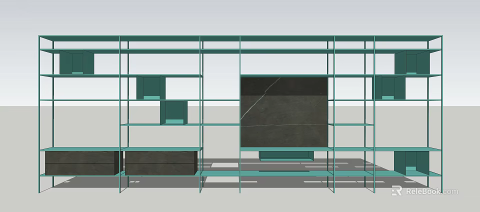 Modern Display Shelves With Multi Tier Metal Frame And Open Design For Product 3d model 