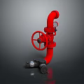 Red Fire Pipeline Valve With Wheel Handle And Pressure Gauge