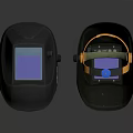 Fire Protection Equipment Welding Helmets Black Shell Blue Lens Open Closed With Yellow Interior