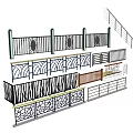 Various Decorative Fence Designs With Ornamental Patterns And Railing Structures 3d model