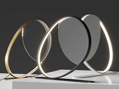 Modern Table Lamp With Circular Design And LED Light Strip In Gold Black White Colors 3d model