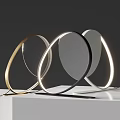 Modern Table Lamp With Circular Design And LED Light Strip In Gold Black White Colors