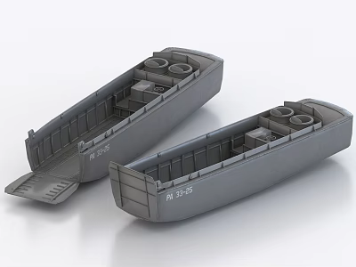 Two Gray Warship Models With Open Hatch And Detailed Internal Structure Design 3d model