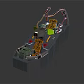 Modern 3D Vehicle Interior With Yellow Seats Control Panel And Handrails