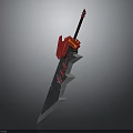 Red Accented Sharp Blade Weapon With Modern Design And Metallic Finish