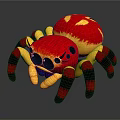 Cute Plush Spider Toy With Red Yellow Body And Black Spots Stripes