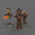 Game Movie Animatronic Characters Rabbit With Guitar Bear In Top Hat Holding Candle