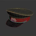 Classic Black Military Hat With Red Band And Gold Emblem Design