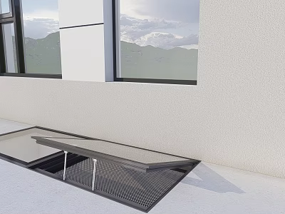 Modern Residential Building With Large Windows And White Wall Skylight Structure 3d model