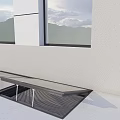 Modern Residential Building With Large Windows And White Wall Skylight Structure