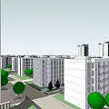 Modern High Rise Residential Buildings With Green Trees And Road View