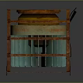 Rusted Metal Frame Industrial Equipment With Green Cylindrical Components And Yellow Top
