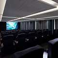 Modern Cinema Auditorium Interior With Comfortable Seats Large Projection Screen And Soft Lighting 3d model