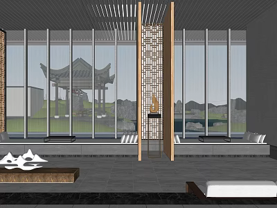 Elegant Pergola Design Featuring Large Glass Windows Traditional Decor And Seating Area 3d model