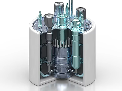 Industrial Equipment Cross Section View With Internal Mechanical Components And Metal Structure 3d model
