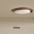 Poliform Modern Round Ceiling Light With Copper Border And White Lampshade 3d model