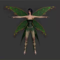 Game And Movie Fairy Character With Green Wings Purple Hair And Wand