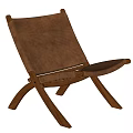 Pair of Modern Brown Leather Leisure Chairs with Wooden Frame and Minimalist Design