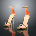 Fashionable Golden High Heels With Sparkling Ankle Strap And Stiletto Heel
