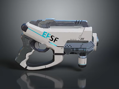 Futuristic Sci-Fi Gun Featuring EFSF Logo Modern Mechanical Details and White Blue Accents 3d model