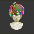 3D Head Model With Facial Organs And Brown Short Hair On White Base