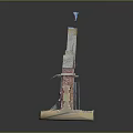 Red Brick Gothic Church Model with Spires Arches Crosses and Detailed Base Design