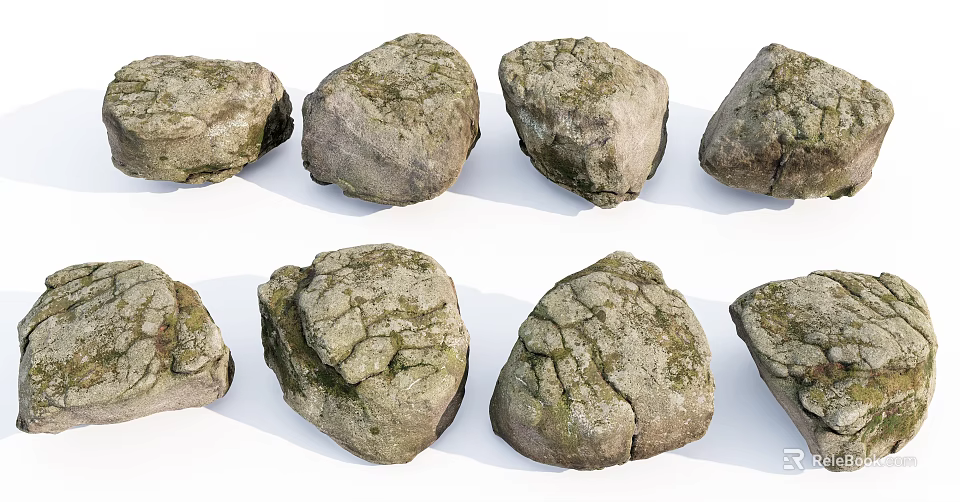 Natural Textured Stone and Solid Wood Pieces for Interior Decoration 3d model