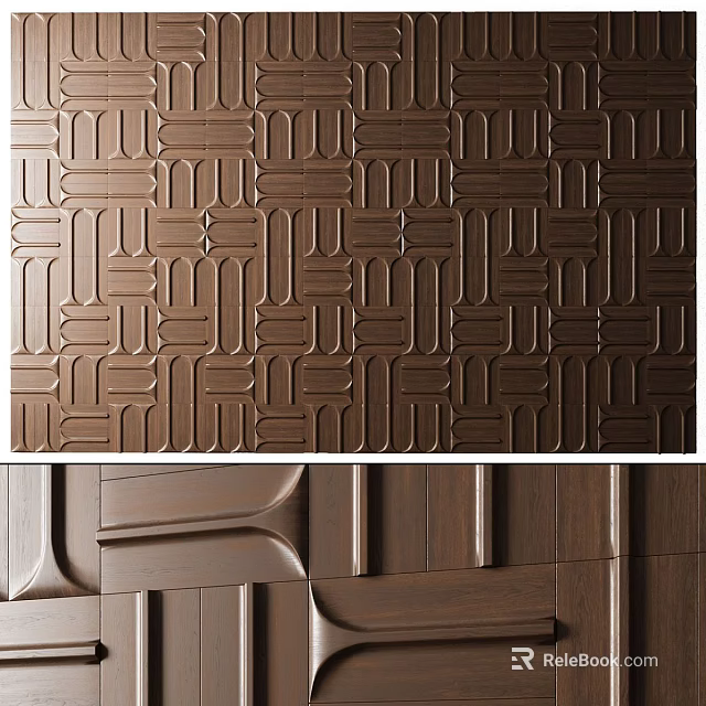 Geometric Pattern Decorative Wall Panel With 3D Wooden Texture And Modern Design 3d model